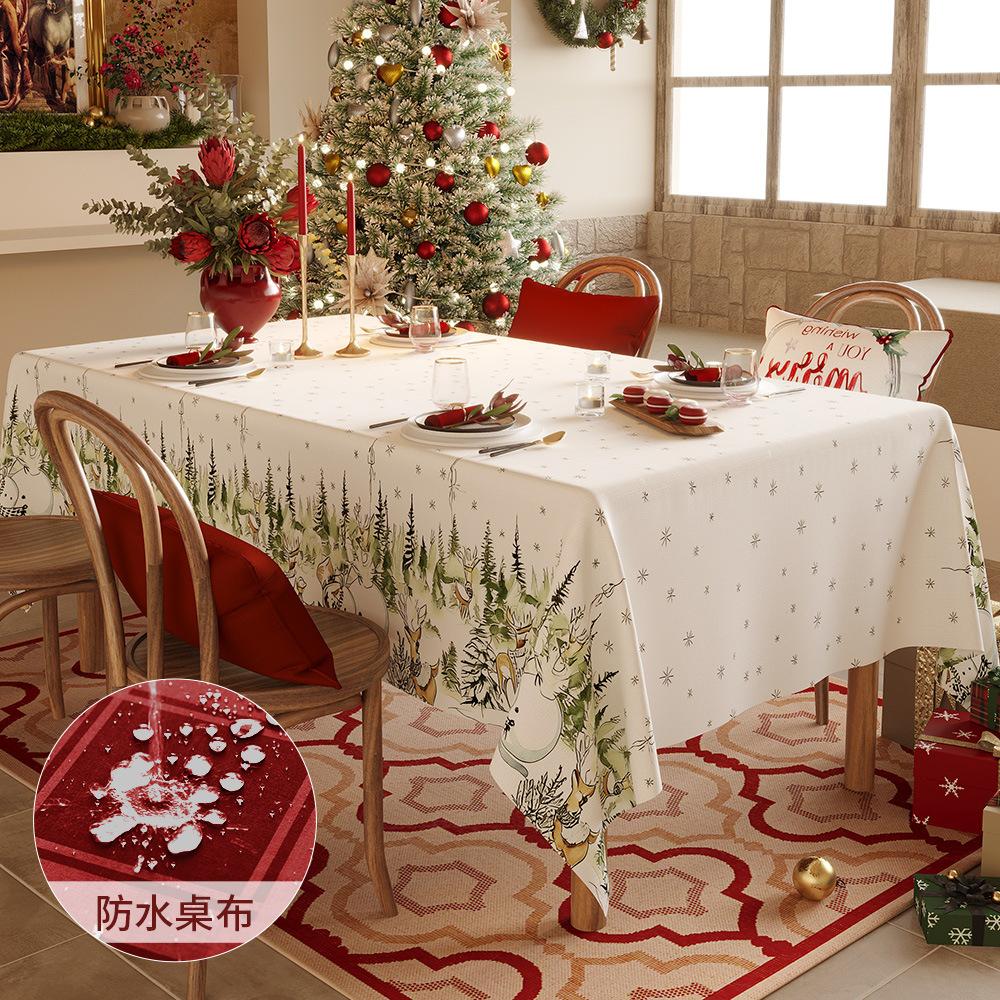 Christmas Waterproof Tablecloth Atmosphere Decorative Dining Table Cloth Dining Table Photo Background Cloth Stall Dirt-Resistant Cloth