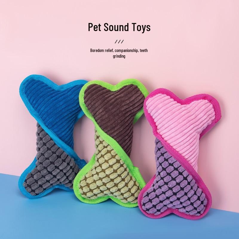 Bone-Style Teething-Resistant Plush Dog Toy with Corn Velvet Edging for Boredom Relief