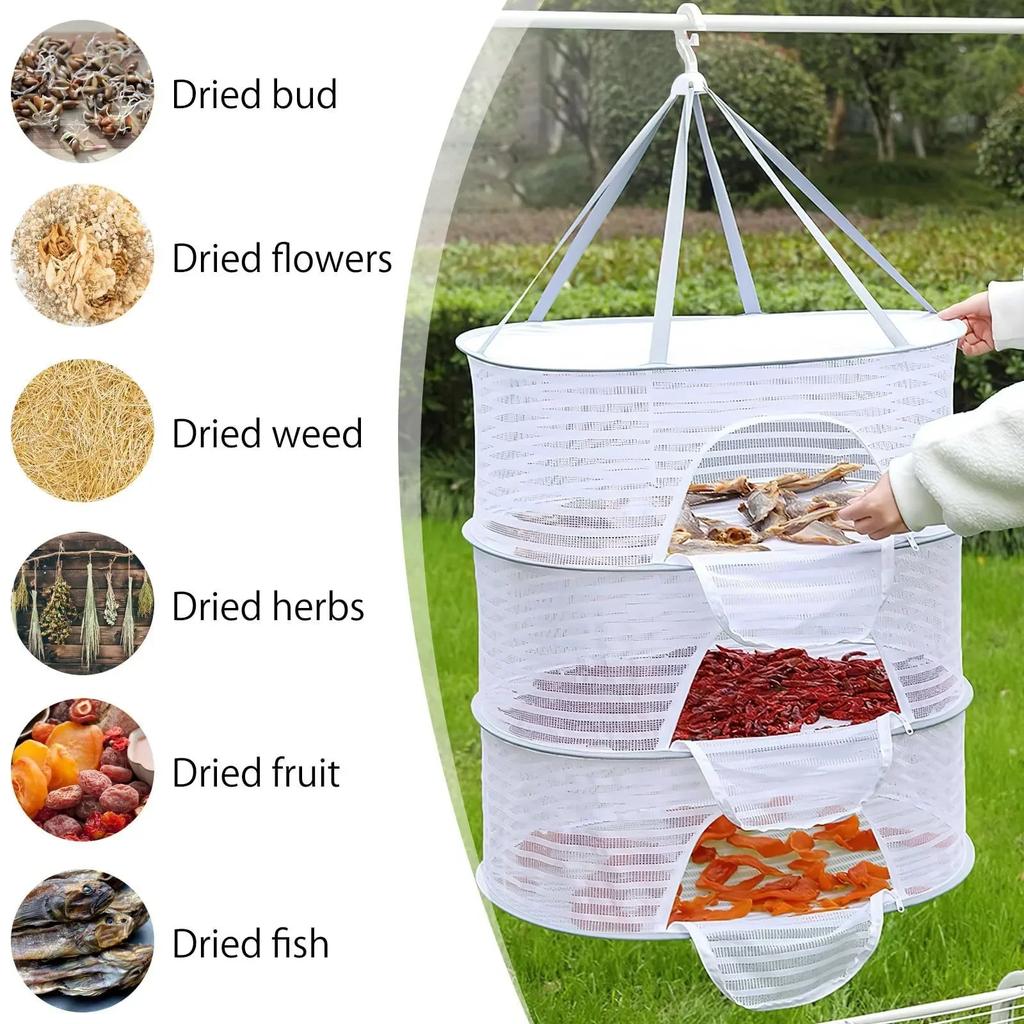 Multifunctional Portable Foldable Muti-layer Hanging Drying Net for Dry Goods Vegetable Fruit Herbs Clothing Non-toxic Polyester