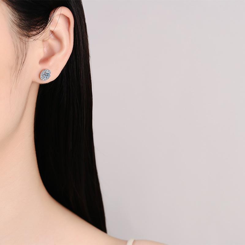 Pendientes de plata de ley S925 de alta calidad, moissanita de un quilate, modernos, sencillos, de nicho, pendientes de lujo