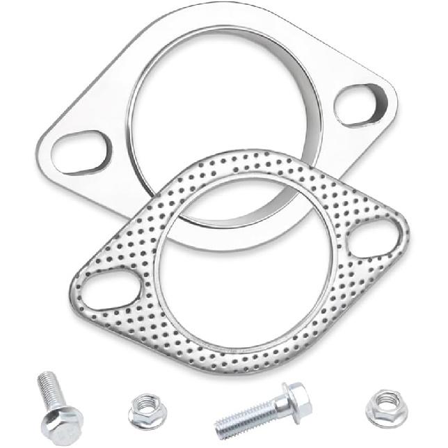 2.5  Exhaust Flange Connection Kit - 304 Stainless Steel Slotted Bolt Flange & Graphite Gasket with Nuts/Bolts for Header Pipe (High Temp Sealing) 2.0  -1 Pcs Flange & 1 Pc