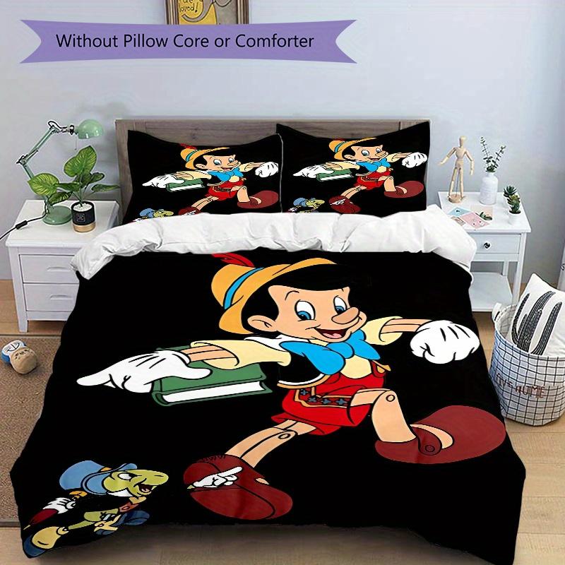 3pcs Pinocchio & Jiminy Cricket Cartoon Quilt Cover Set - Soft and Cozy Bedroom, Guest Room and Dorm Decorative Bedding 3-Piece Set 1 Quilt Cover