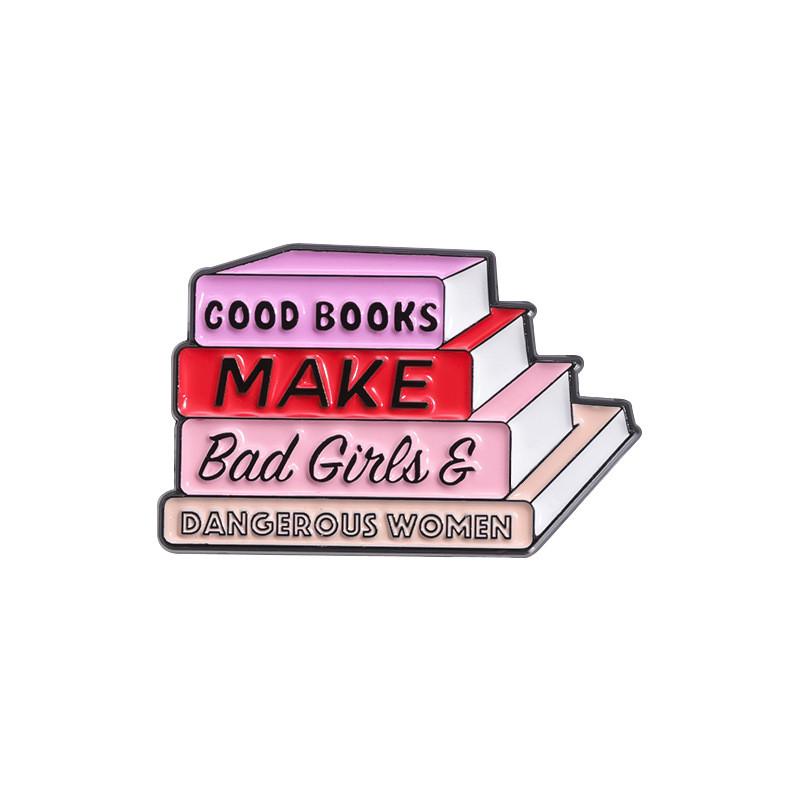 

Good Whimsical Pink Books Cartoon Design Metal Pin Unique Brooch For Trendy Accessory Enthusiasts