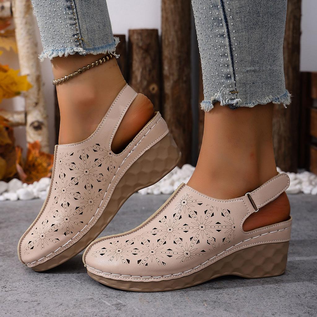 Adjustable Wedge Heel Versatile Platform Plus Size Casual Stylish Simple Closed Two Strap Sandals Women Slide Sandals For Women