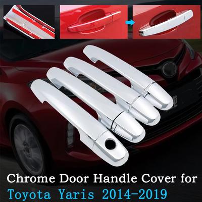 Chrome Car Door Handle Cover For Toyota Yaris Vitz XP150 2014- Exterior Covering Trim Set Accessories 2015 2016 2017 2018