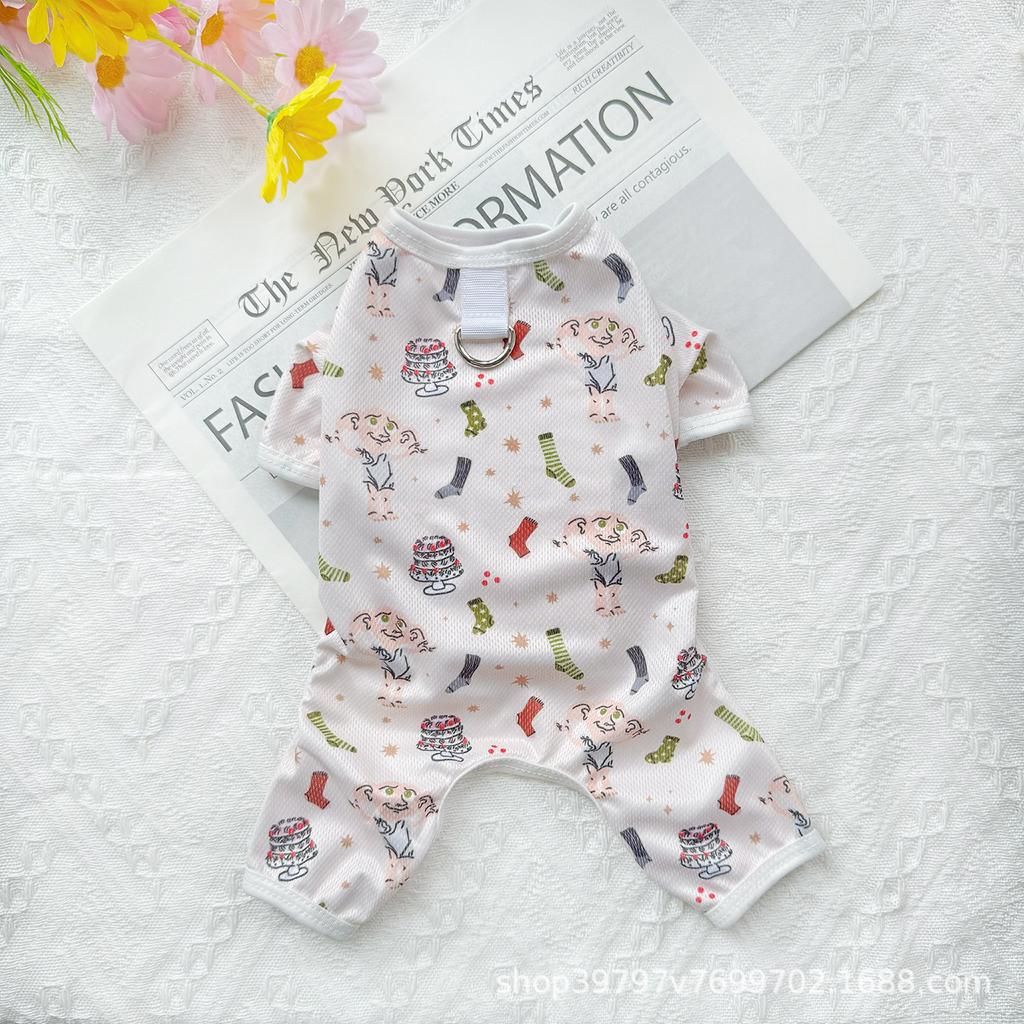 ins wind pet dog summer clothing thin four-legged clothing cool mesh breathable cat cool clothing going out