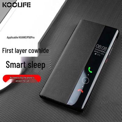 KOOLIFE Smart View Echtleder Flip Case