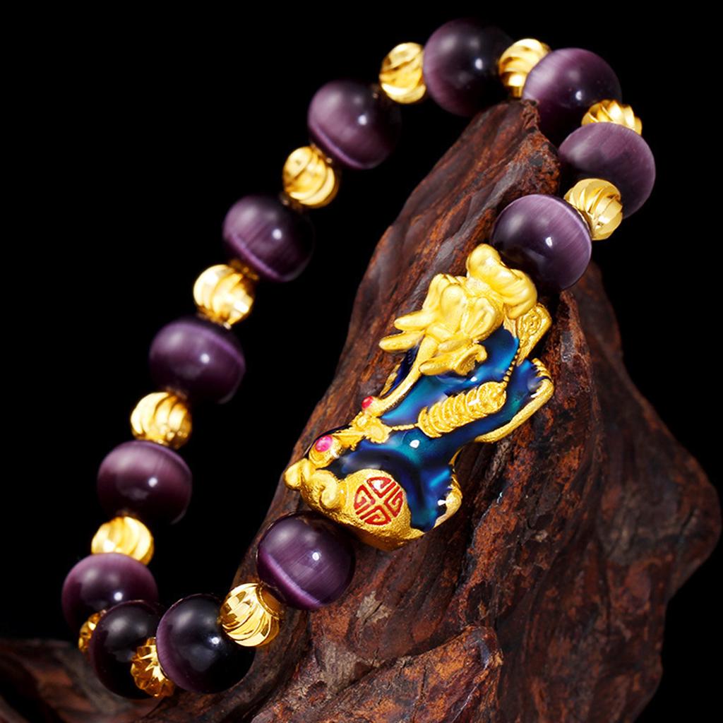 BOXOX 3 Braccialetti Feng Shui Pixiu | Ossidiana E Oro, Portafortuna Ricchezza Per Uomo E Donna