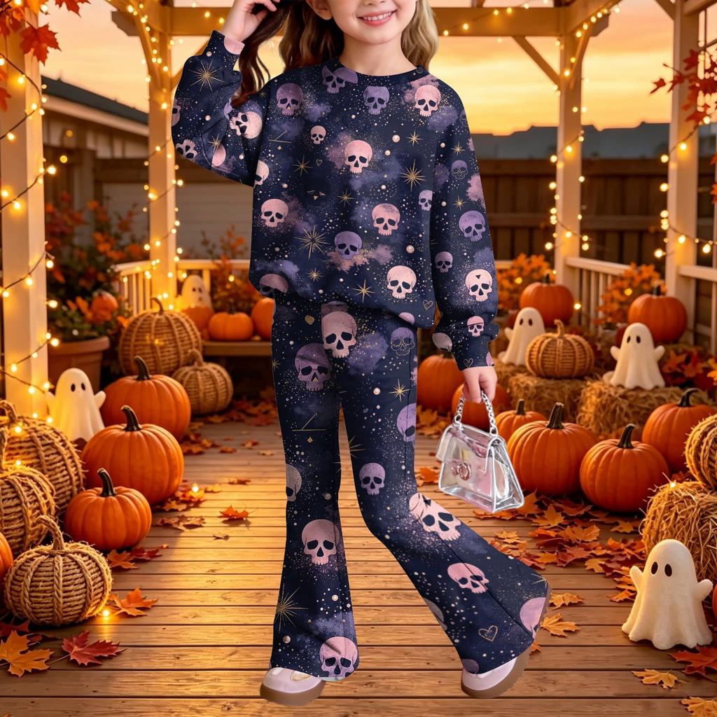 Kids Casual Long Sleeve Top and Pants Two-Piece Matching Outfit Set