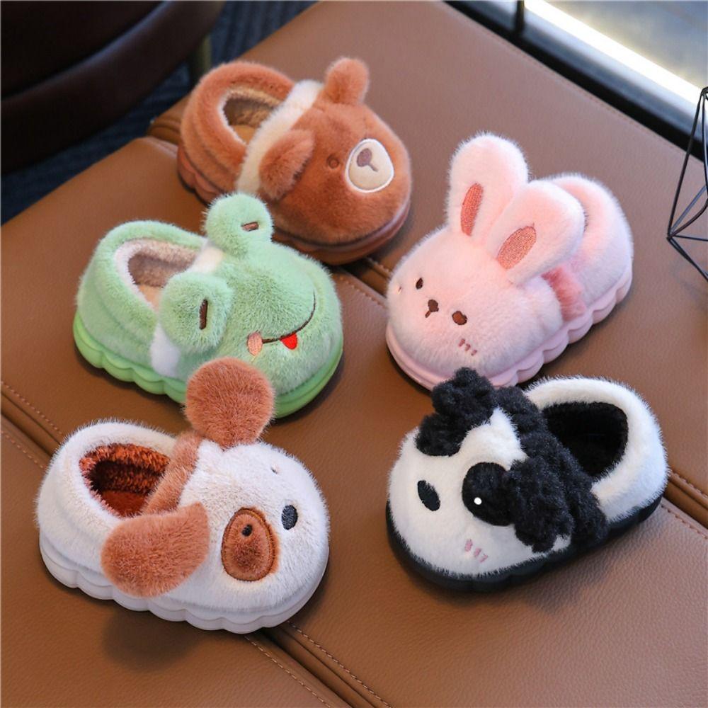 Thickened Children's Cotton Slippers Plush Kids Winter Warm Booties Kids Plush Shoes  Girls Boys