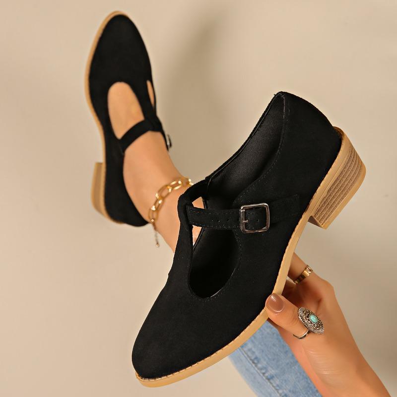 Women’s Low Heel Buckle Slip-On Ankle Boots