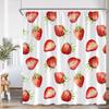 Erdbeer-Mädchen Rosa Duschvorhang Badezimmer Deko Frucht Sommer Kinder Schleifenmuster Schick Modern Frau Polyester Badewannenvorhang