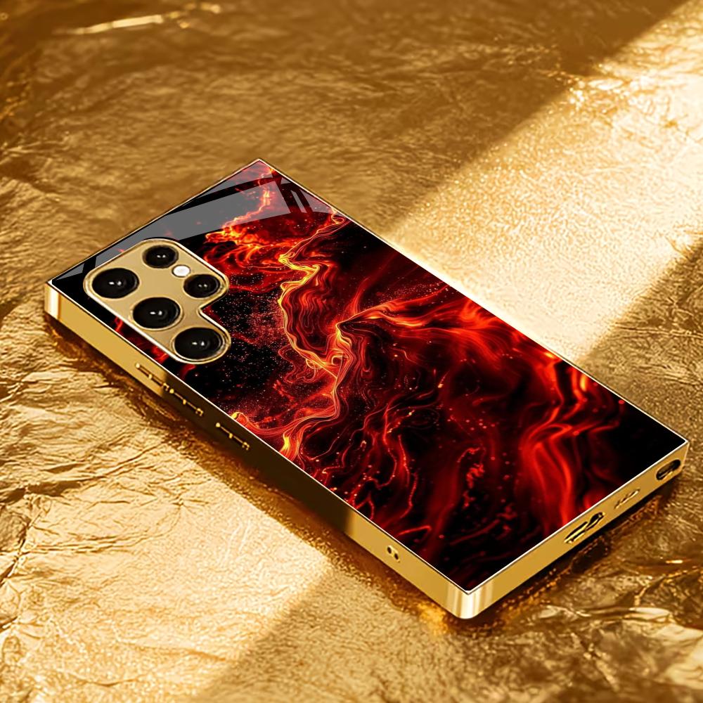 Flame Atmosphere Simplicity High-end Electroplating Glass PhoneCase for Samsung Galaxy S26 S25 S24 S23 S22 S21 FE Ultra Plus