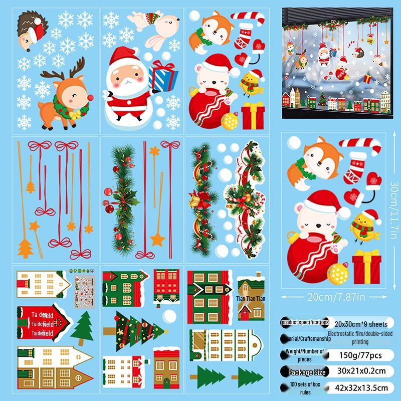 3D Weihnachts-Schnee-Bär Fensteraufkleber - Niedliche Eis- und Schnee-Bär Aufkleber für Glas