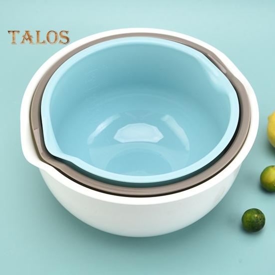 3Pcs Salad Bowl Smooth Surface Organization Non-slip Durable Multipurpose Mixing Bowl Salad Fruit Plate Kitchen Supply