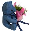 Plush Teddy Denim Dot Pattern with Fluffy and Perfect As a Gift or 751295 Q-FLA Bear, Ribbon, Cuddly, Celebration,