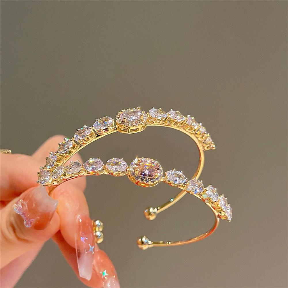 Summer Pink And White Temperament Circle Zirconia Bracelet Small Fresh Square Zirconia Bracelet Opening Adjustable Women's Bracelet