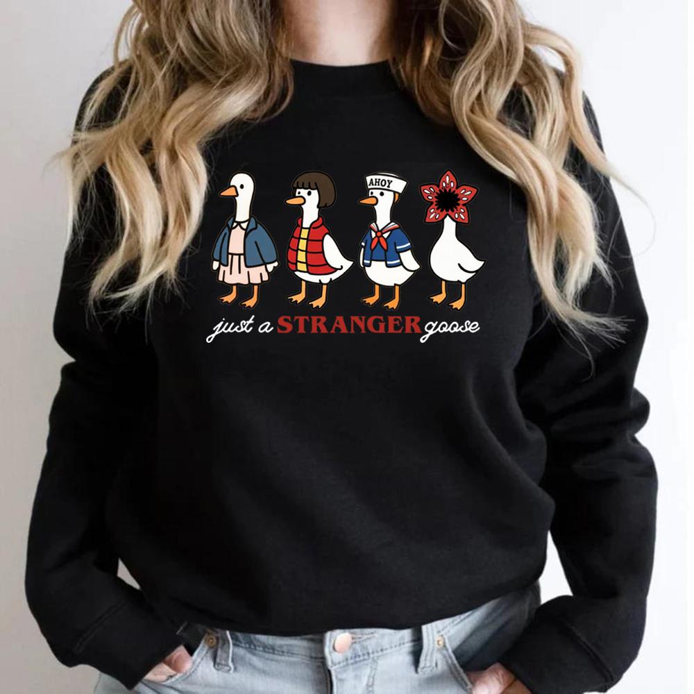 Толстовка Just A Stranger Goose с забавным пародийным принтом гуся, унисекс, с длинным рукавом и круглым вырезом, с графическим рисунком по мотивам телесериала. S