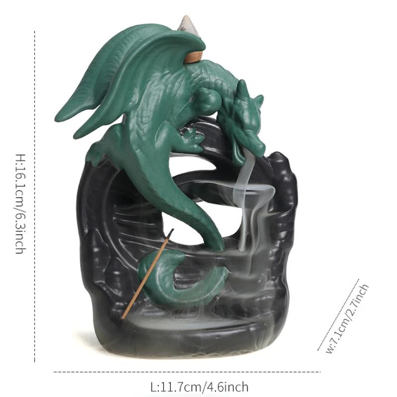 Ceramic Vintage Dragon Backflow Incense Burner, Home Decor, Tabletop Decor, Home Aromatherapy Christmas Gifts (Without Incense)