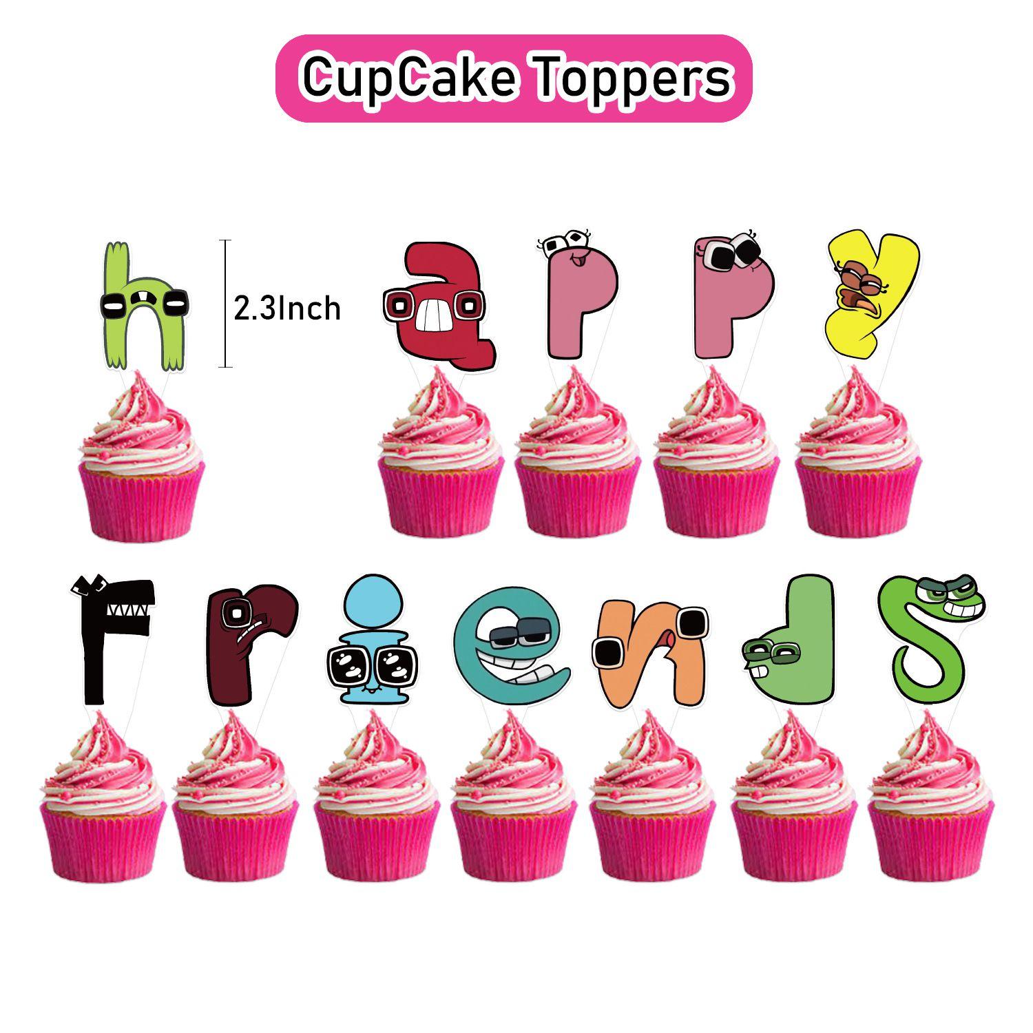 

Lore Theme Alphabet Balloon Pull Flag Set Birthday Party Decorations Supplies 12pcs Small Cake Toppers