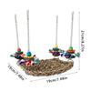 Natural Woven Parrot Hammock Chewing Toy With Wood Bead For Small Bird Cockatiel Budgie Swing Perch Cage Hanging Toy