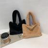 Plush Shoulder Bag Cute Hand Bag Solid Color Tote Bag  Autumn Winter