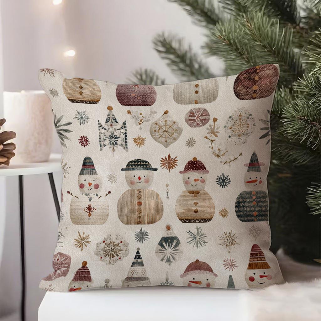 Festive Floral & Christmas Pattern Pillowcasesuitable For Sofa Car Bedroom Decorative Cushion Cover Pillow Cover
