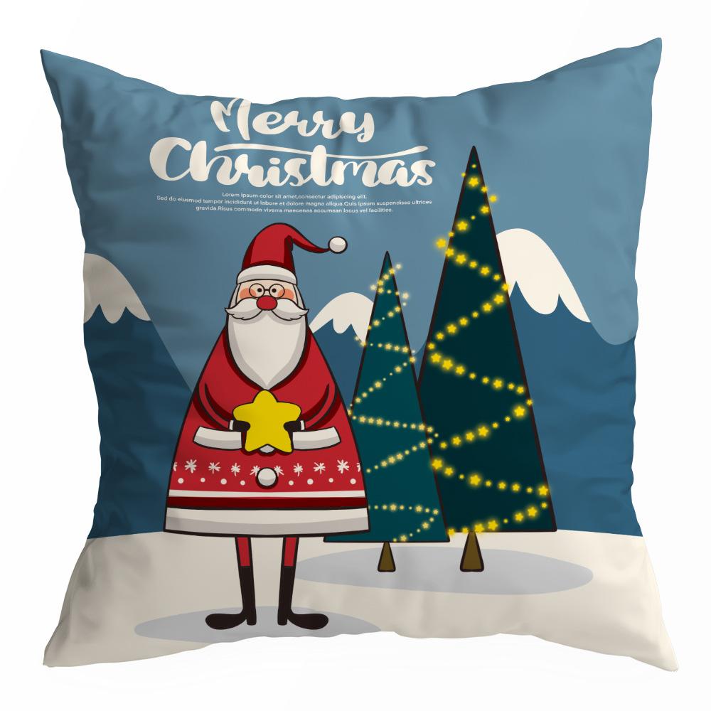 Christmas Pillowcase Cartoon Santa Claus Home Sofa Car Cushion Printed Pillowcase