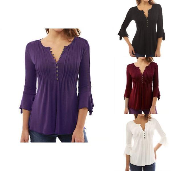 Fashion Women Slim Fit Long Sleeve Blouse Shirt Casual Cotton T-shirt For Effortless Style