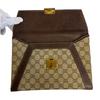 GUCCI Vintage Old Gucci Letter Pouch Business Bag GG pattern canvas Clutch bag beige canvas Used