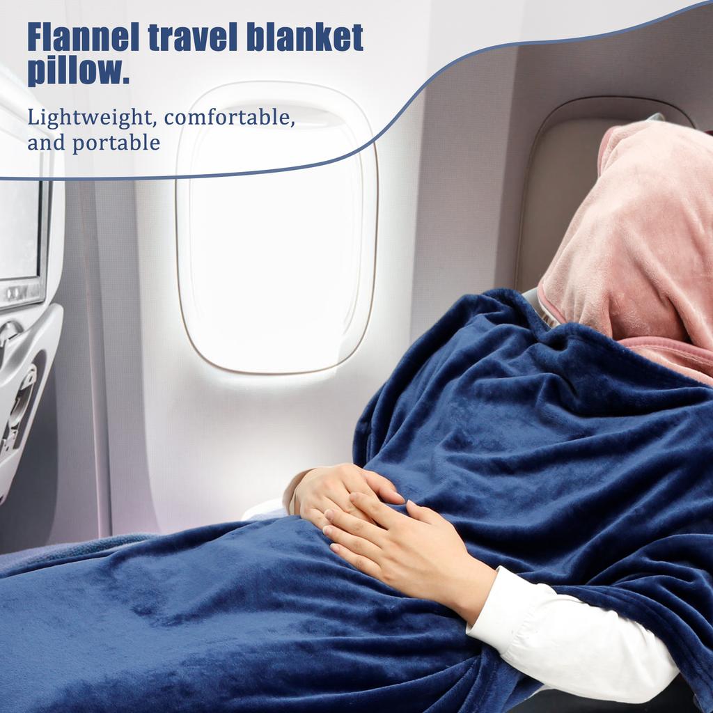 Tragbare Reise Decke Weiche Flanell Flugzeug Decke Faltbar 2 in 1 Reise Kissen und Decken Set Flugzeug Auto Reise Zubehör