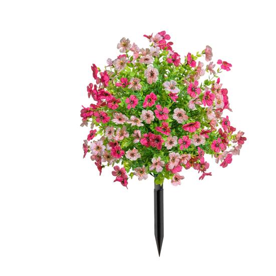 22" Artificial Violet Flower Topiary Ball Tree, UV Resistant Fake Bushes Shrubs with Ground Spike, Plastic Realistic Fake Plants for Porch, Garden,