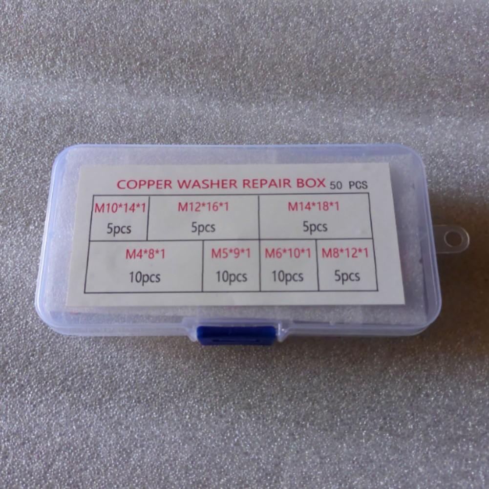 Flat Copper Washer Gasket Set Ring Seal Combination Kit for Hydraulic Systems 50pcs