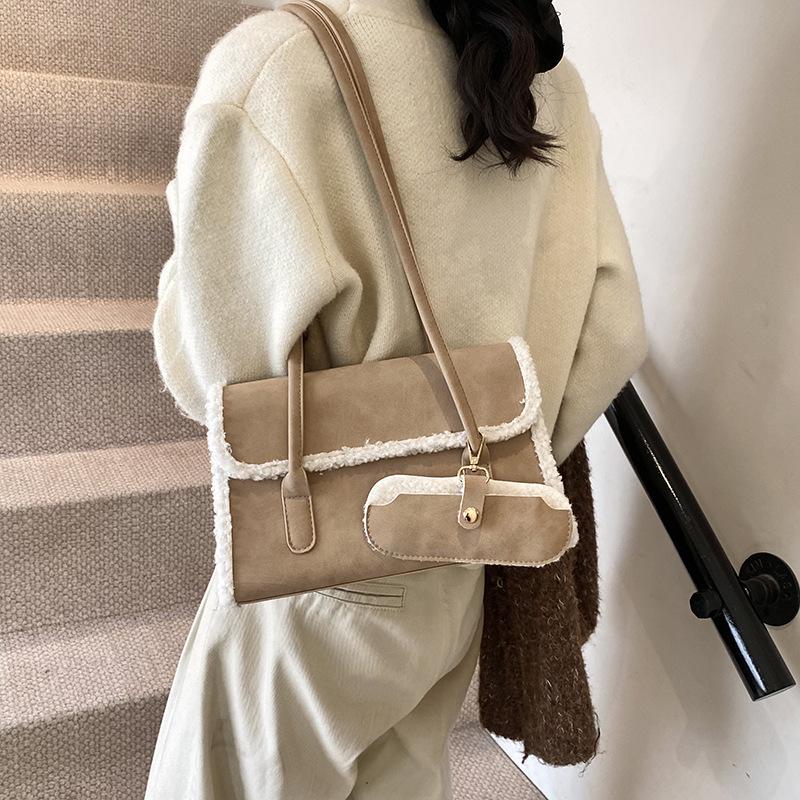 

2025 новая сумка подмышку ретро сумочка текстура универсальная большая вместимость通勤 плечевая сумка 29*5*18 хаки