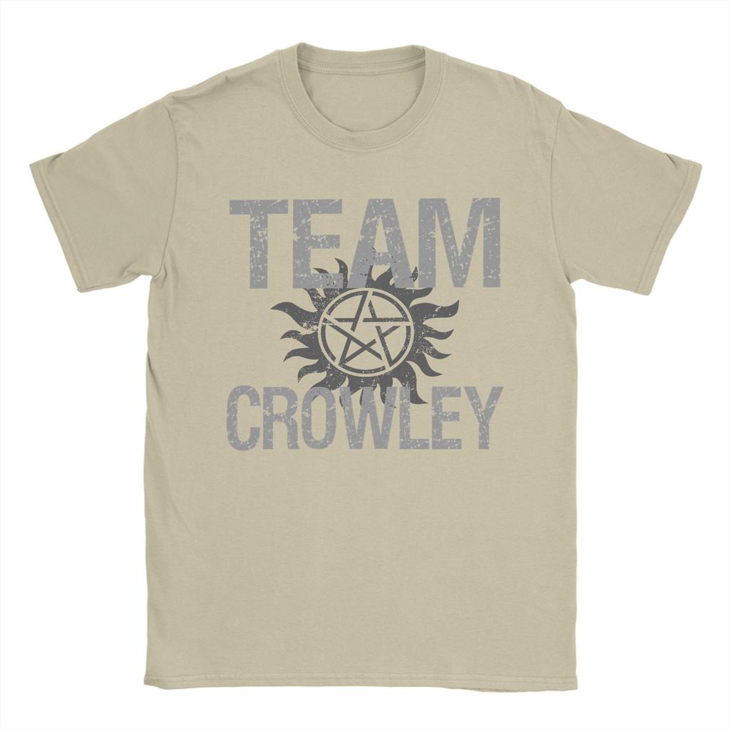 Unisexs TShirts Supernatural Team Crowley Leisure 100 Cotton Tee Shirt Short Sleeve T Shirts Crew Neck Clothing Plus Size