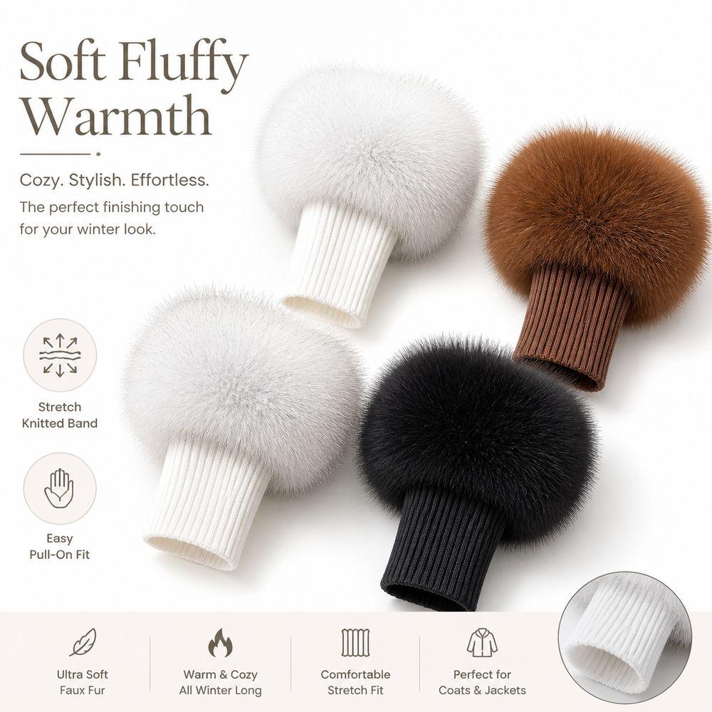 Soft Fluffy Wrist Cuffs Stretch Knitted Bands Coat Cuff Trim New Wrist Warmers For Women