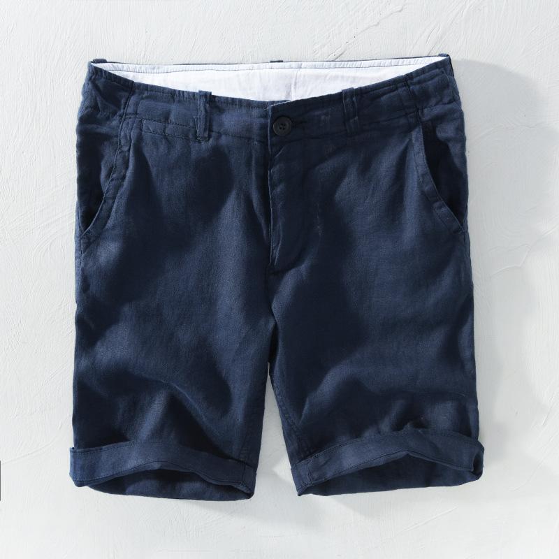 Summer 100% Linens Men's Shorts Holiday Beach Short Baggy Pants Breathable Men Clothing Fresh Color Straight Casual Shorts