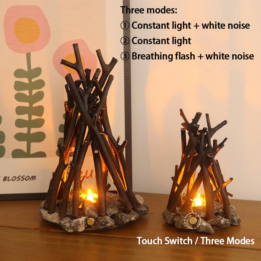 1PC Retro Campfire Night Light Soft Light Atmosphere At Home And Restaurant Led Tree Branch Stone Lights Flame Lamp 3D