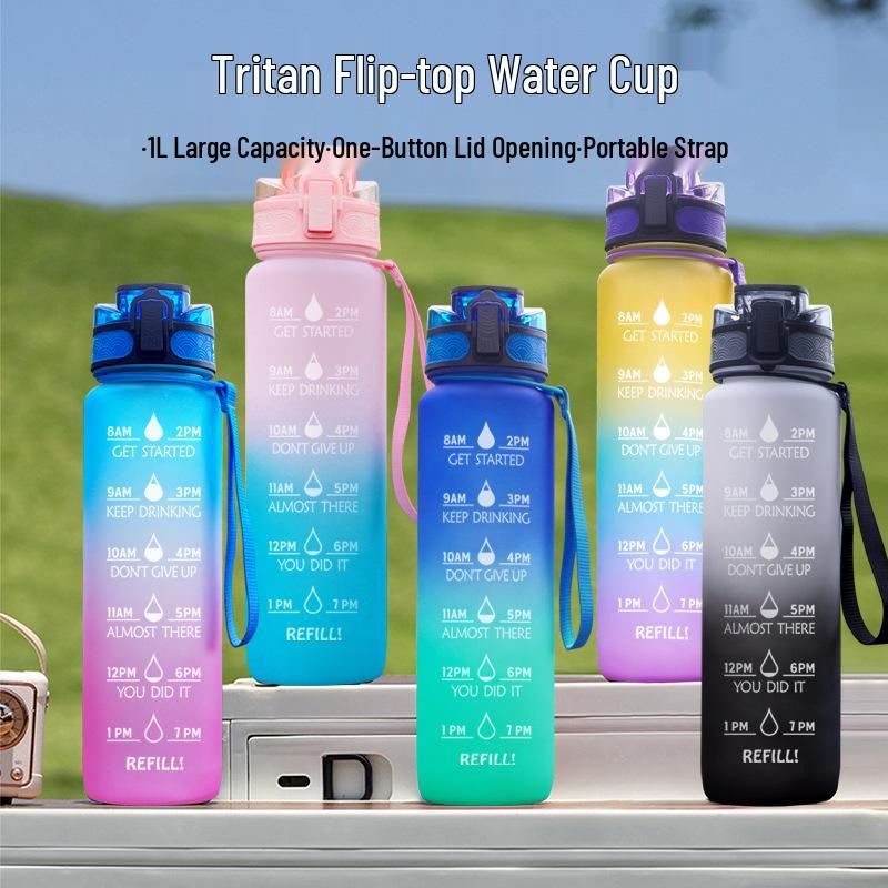 1000ml Large Capacity Tritan Sports Water Bottle with Handle for Fruit Tea