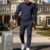 Autumn/Winter Heavyweight Men's Oversized Fleece-Lined Casual Sports Crewneck Sweatshirt Set