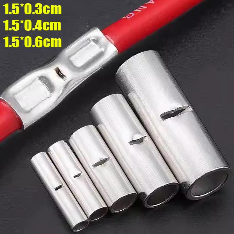 16–14AWG Butt Connector Kit Butt Splice Tube Bare Crimp Terminals Non Insulated Metal Wire Ferrules Electrical Cable Crimping