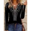 T-shirt da donna con stampa creativa, zip e maniche lunghe, traspirante, morbida e confortevole, adatta per l'abbigliamento casual tutto l'anno