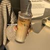 Youluo Transparent Borosilicate Glass Cup with Lid & Straw