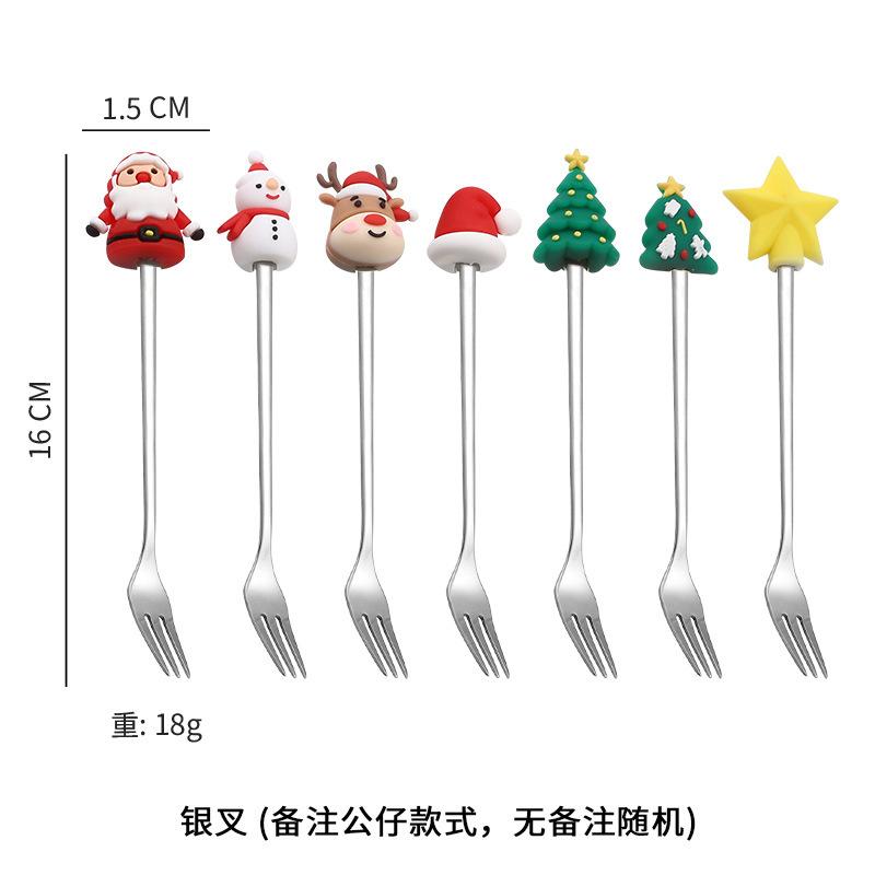6PC Gift Box Christmas Tree Elk Coffee Stirring Spoon Dessert