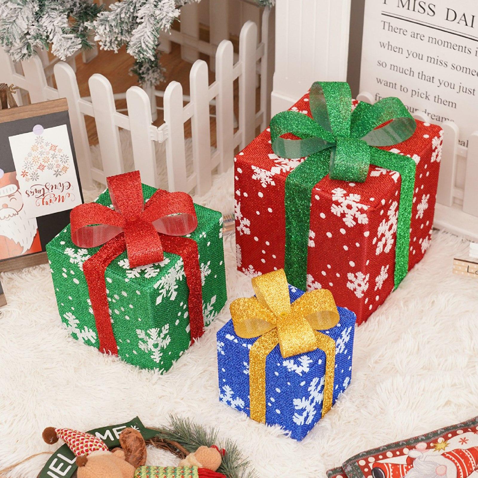 

Christmas Lights, Christmas Gift Box, Three-piece Set, Christmas Products, Birthday Party Decoration Props And Ornaments. One Size