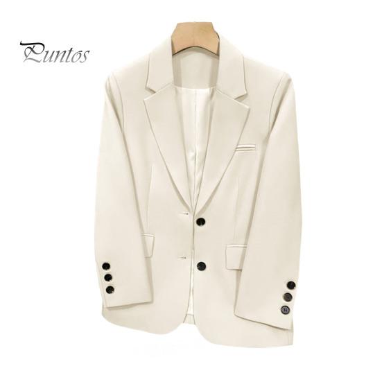 

Женский повседневный блейзер с воротником с лацканами, осенняя куртка, офисный женский винтажный свободный костюм для повседневной носки, деловой костюм для отдыха M бежевый