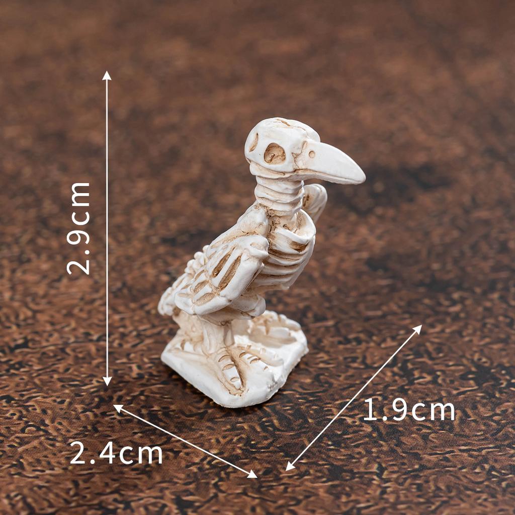 Halloween Mini Skull Crow Ornaments, Witch Props Home Decor, Resin Craft Tabletop Figurine, Spooky Party Supplies