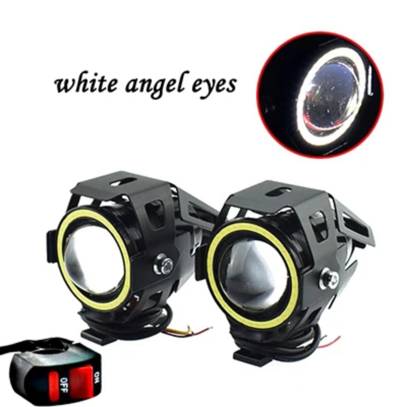 Motorcycle LED 12v 125w Headlights Car Spotlights 6000k Motorbike Work Head Lamp LED Angel Eye Lights Fog Lamp