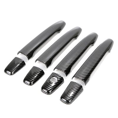 Cubierta de manija de puerta Exterior de coche, embellecedor decorativo para Mitsubishi Outlander 07-20 Lancer 08-17 ASX 10-18, patrón de fibra de carbono cromado