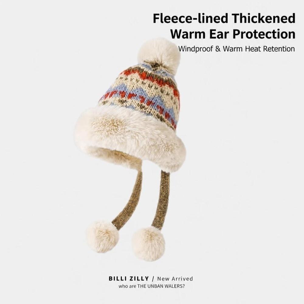 Thick Fleece Lined Knit Trapper Hat Windproof Winter Cold Weather Fisherman Hat  Unisex